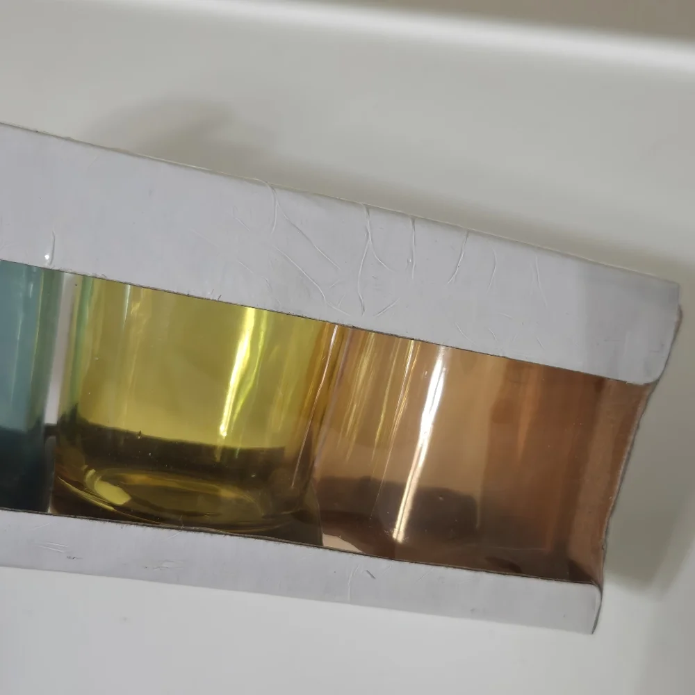 IKEA Art Glass Tea Light Votive Candle Holders set of 5 Multi Colors Rainbow NEW